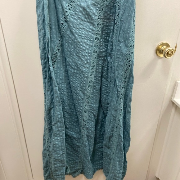 Free People Bella one shoulder Maxi dress teal full skirt - Picture 7 of 9